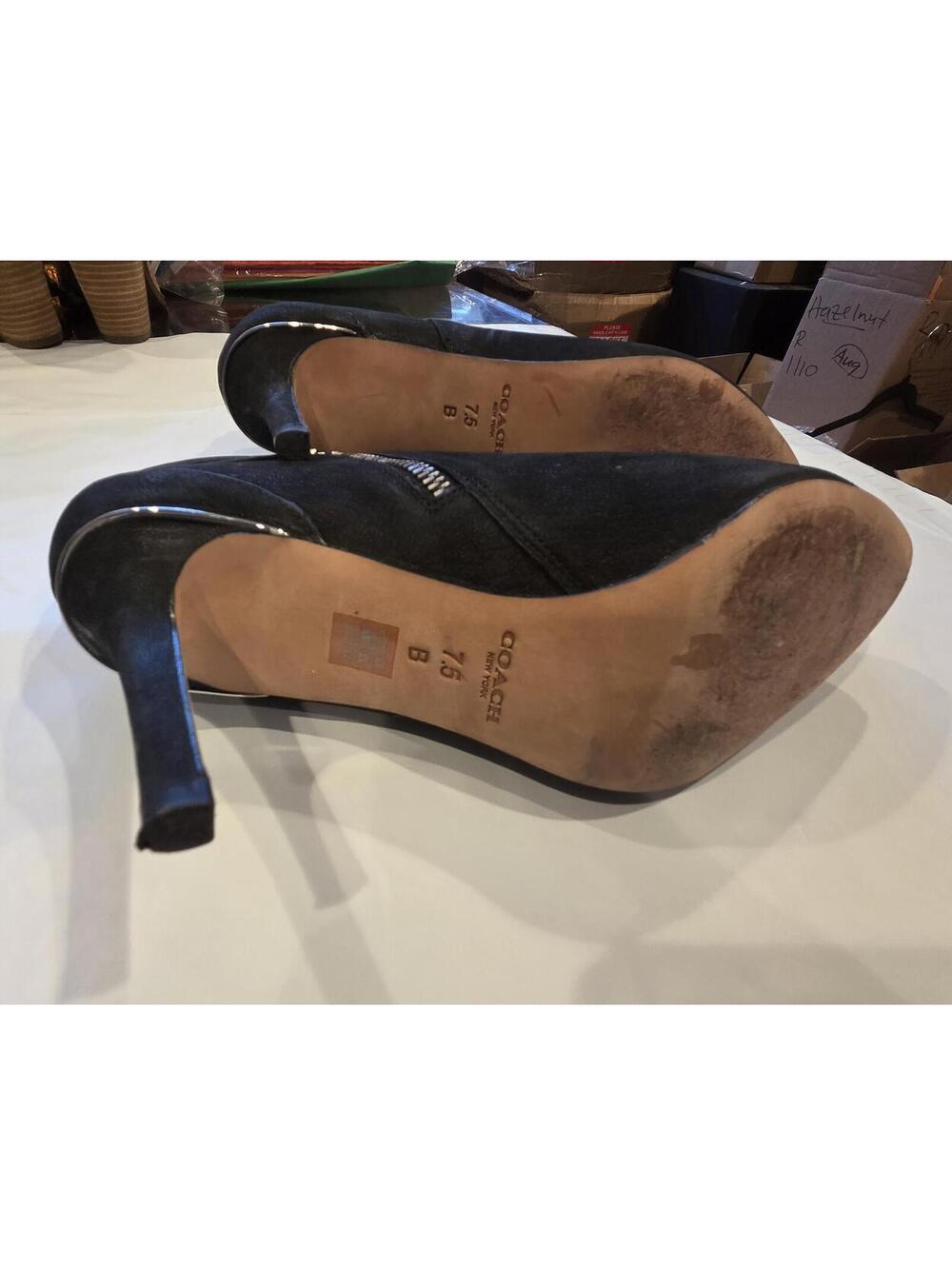 EUC Coach Daphney Black Suede Stiletto Ankle Booties Size 7.5 - Picture 4 of 15